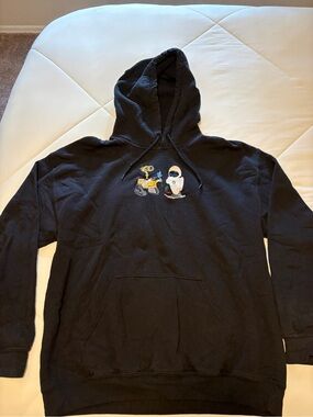 Black Unisex Hoodie Sweatshirt with Custom Embroidered Wall-E